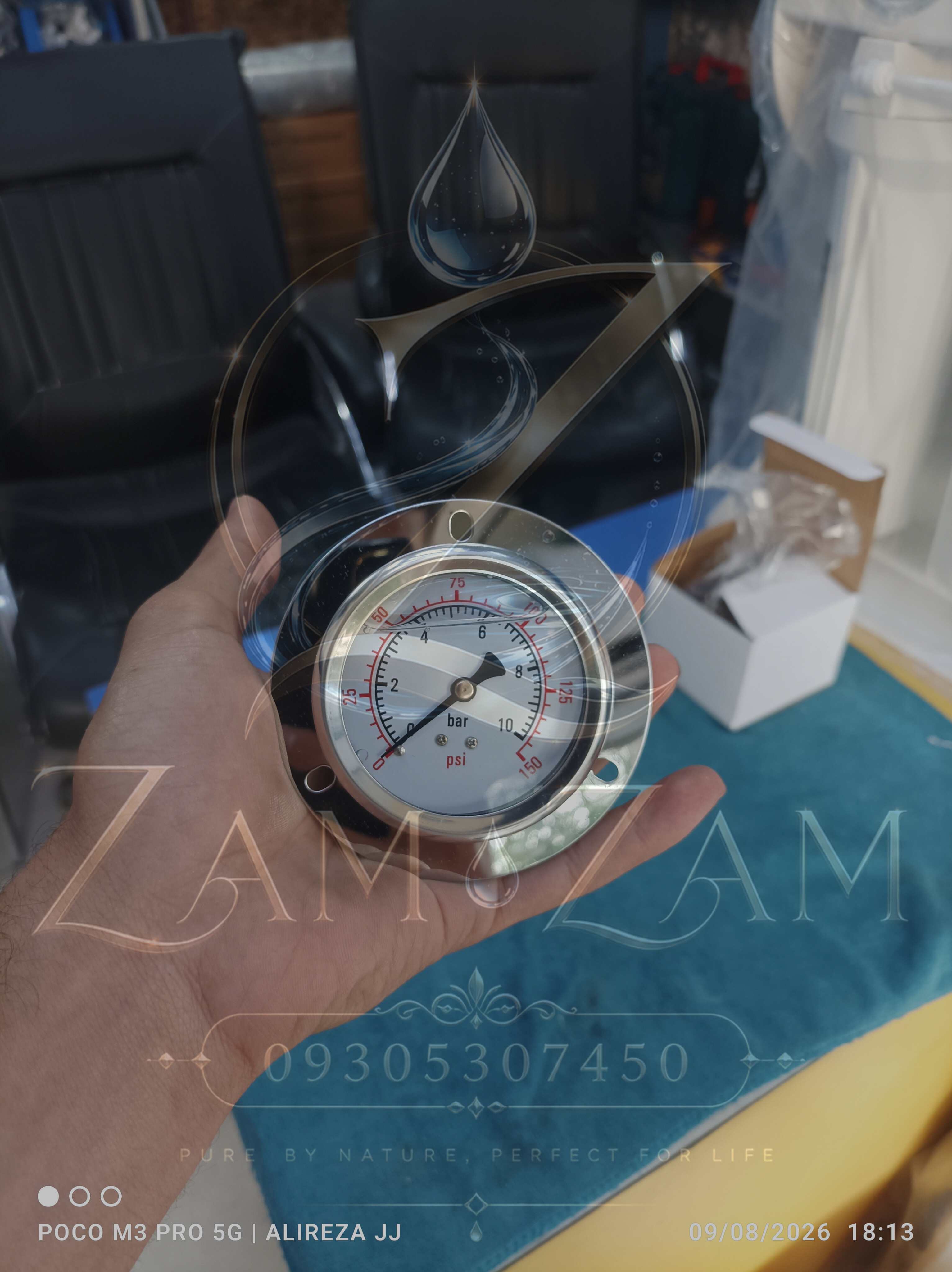 گیج تابلویی 10/30 بار روغنی صفحه 6 سانتی با ضمانت