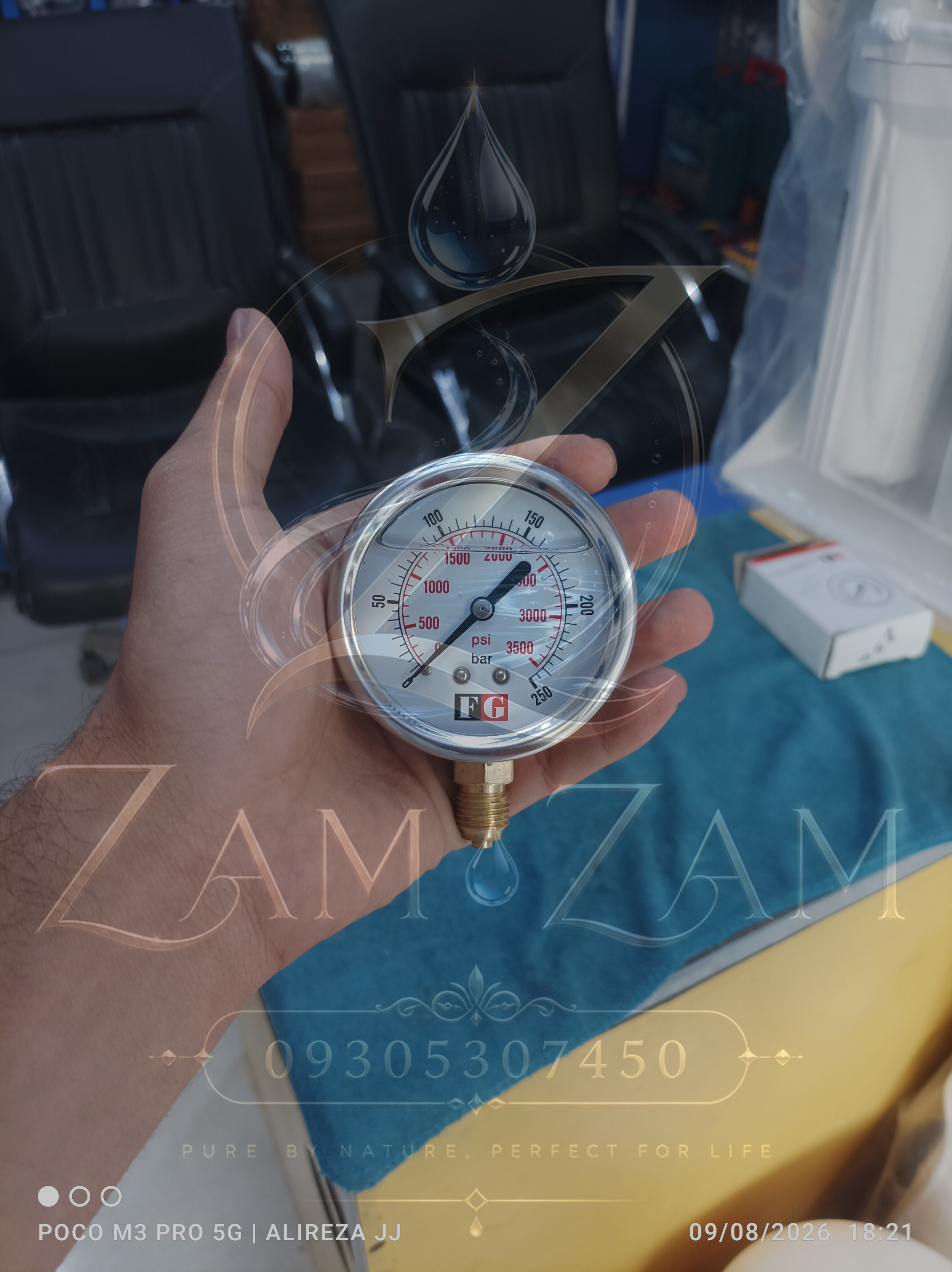 گیج 250 بار روغنی صفحه 6 سانتی با ضمانت